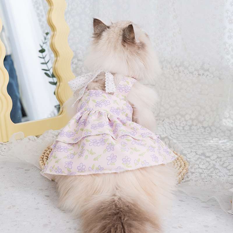 猫服 洋服 | ふんわり花柄キャットドレス