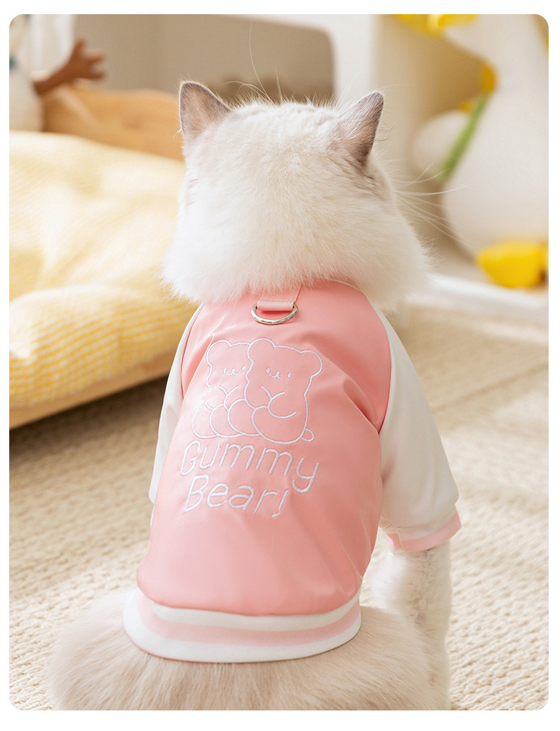 猫服 くまちゃんプリントスタジャン風猫服