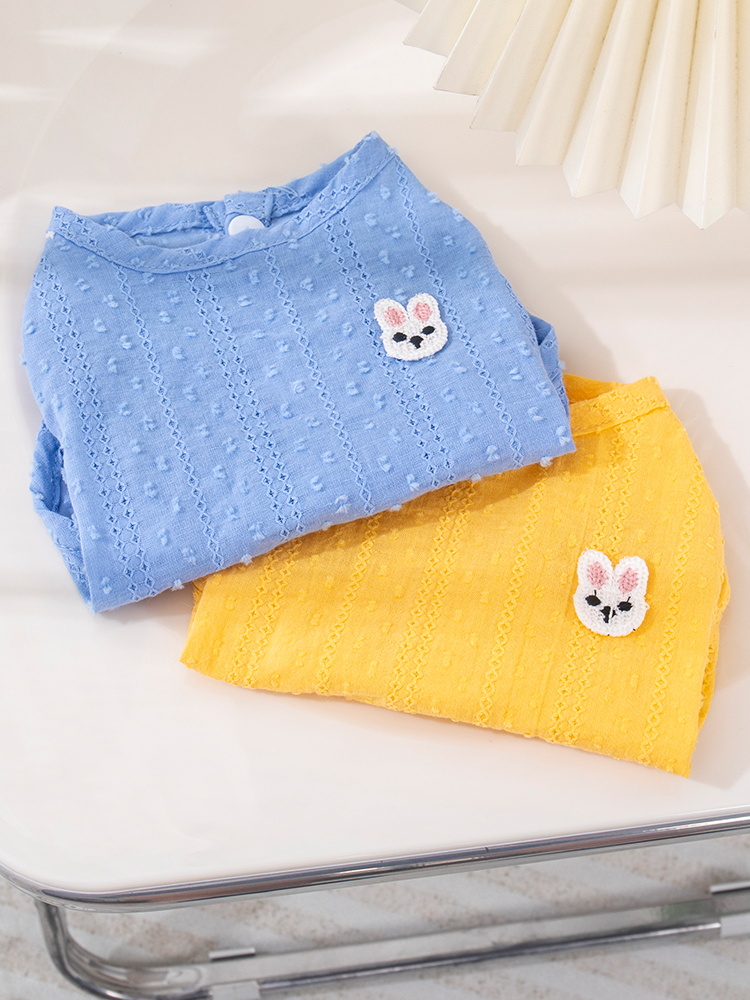 猫服 うさぎワッペン付き透かし編みタンクトップ
