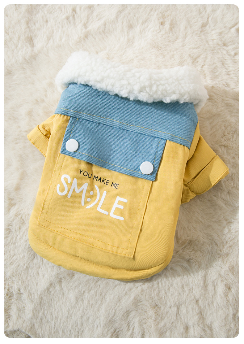 猫服 もこもこ襟付き四足長袖猫用防寒ジャケット