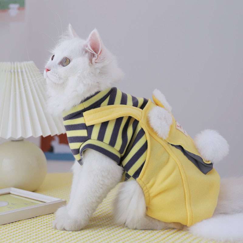 猫服 防寒服 | もこもこバックパック付き猫用つなぎパジャマ