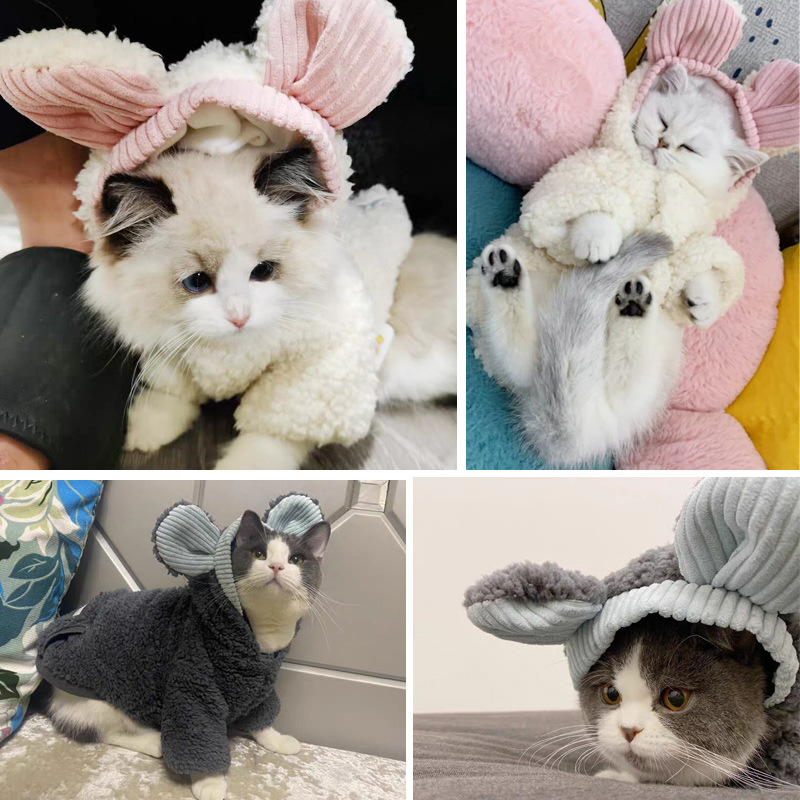 猫服 もこもこ耳付きフード羊毛風パーカー