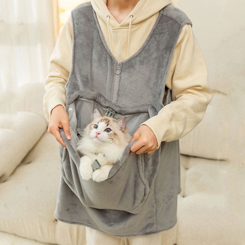 猫服 ふわもこ袋型ベスト式猫用抱っこ服