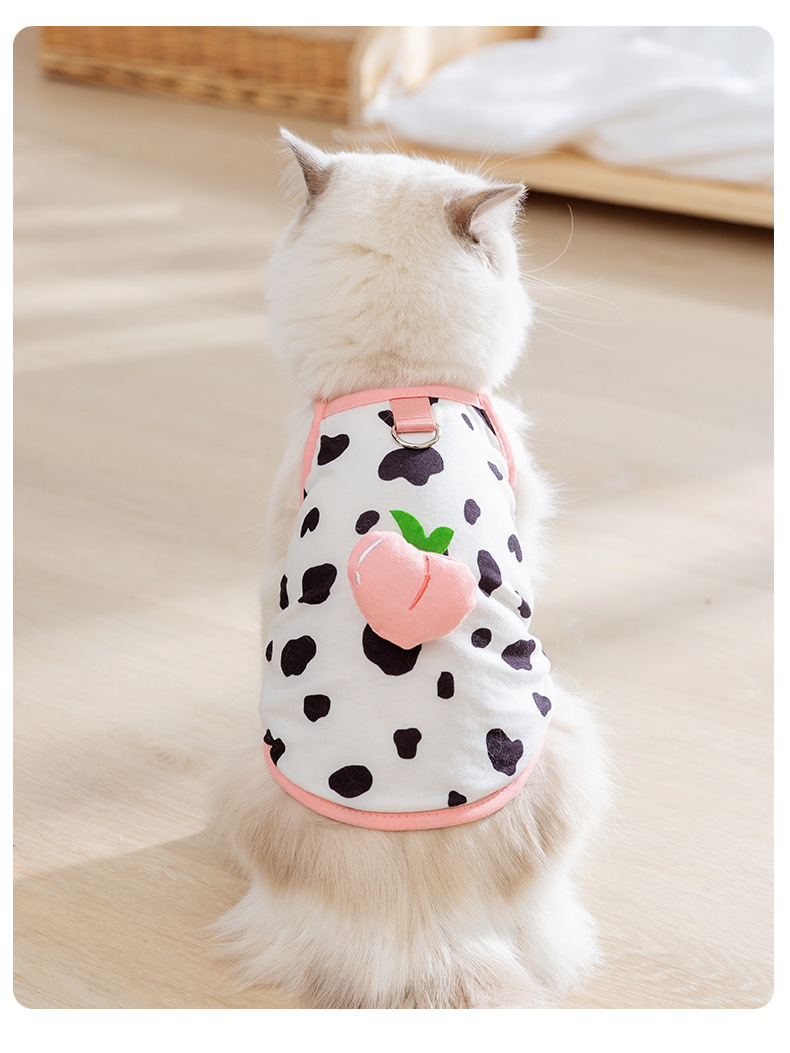 猫服 牛柄ハート刺繍付きキャミソールワンピース