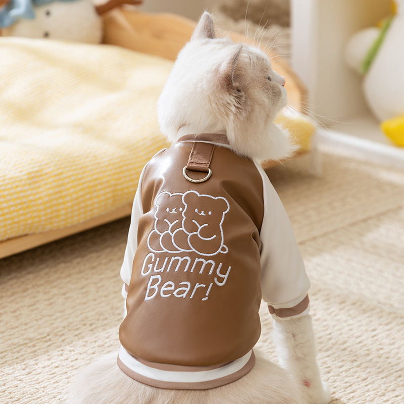 猫服 くまちゃんプリントスタジャン風猫服