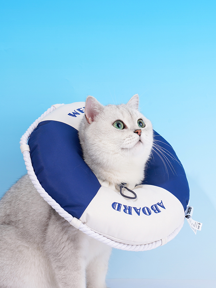 猫服 海の浮輪風ふんわり保護用襟巻