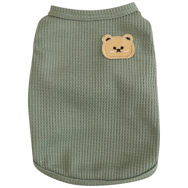 猫服 くまさん刺繍ワッフルノースリーブ