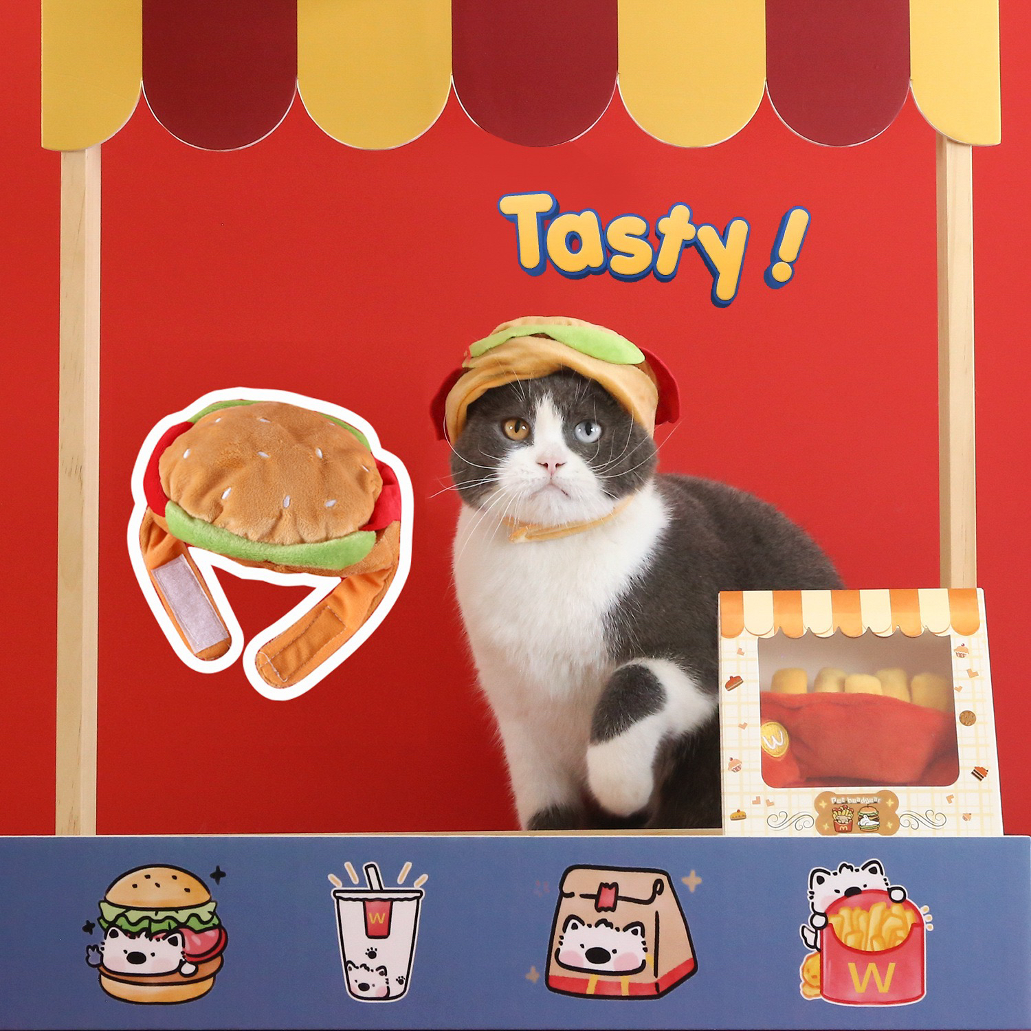 猫服 なりきりハンバーガー帽子