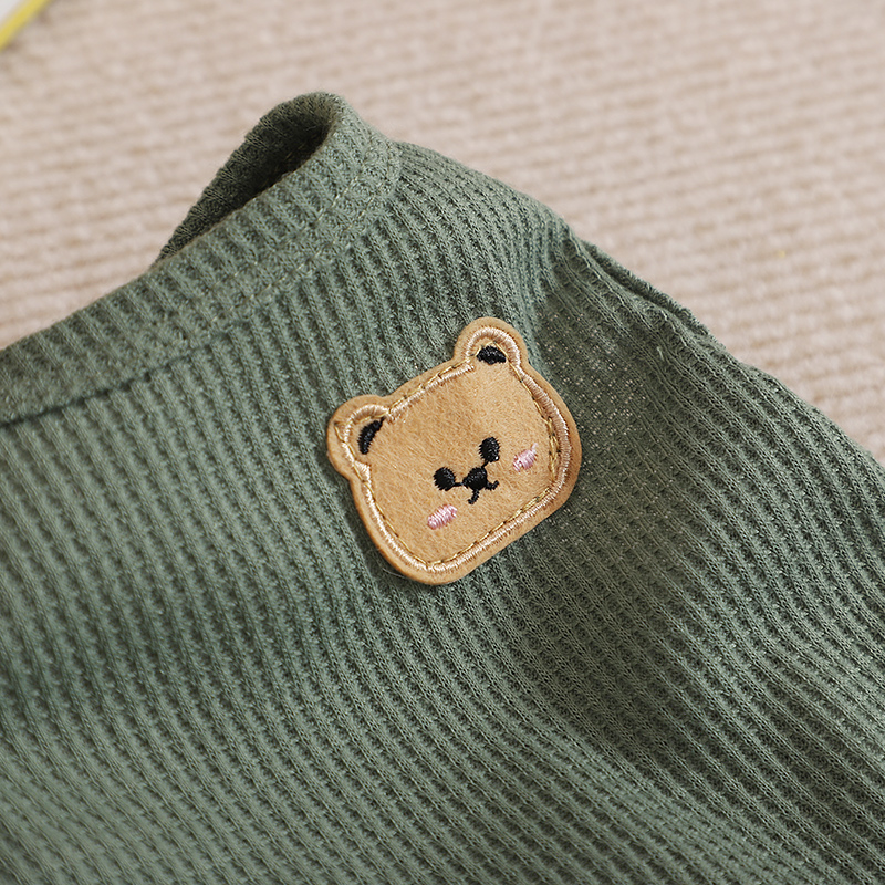 猫服 くまさん刺繍ワッフルノースリーブ