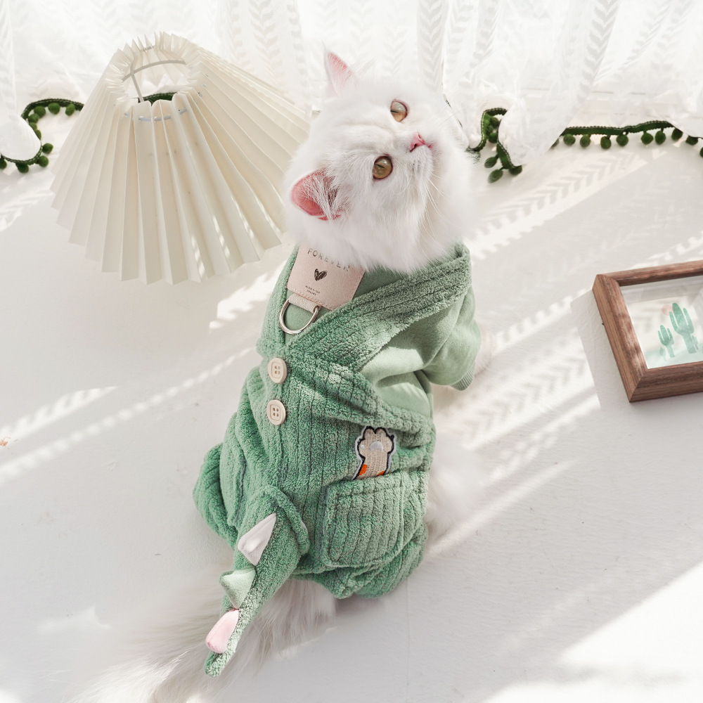 猫服 もこもこボア素材の可愛いつなぎ型防寒着