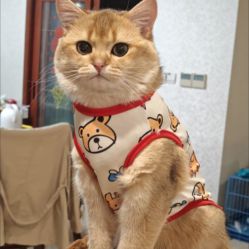  可愛いライオン柄ベストタイプ猫服