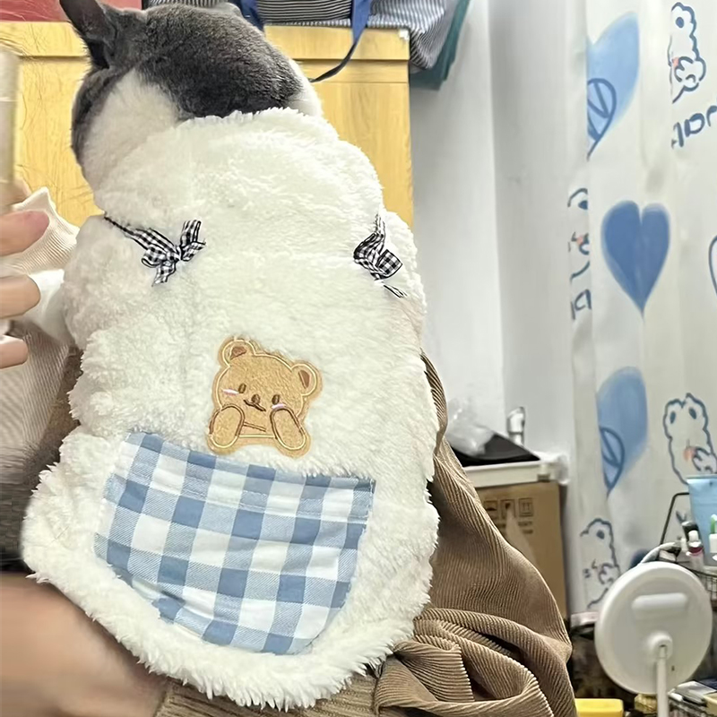 猫服 ふわもこ くまさん背負い防寒着