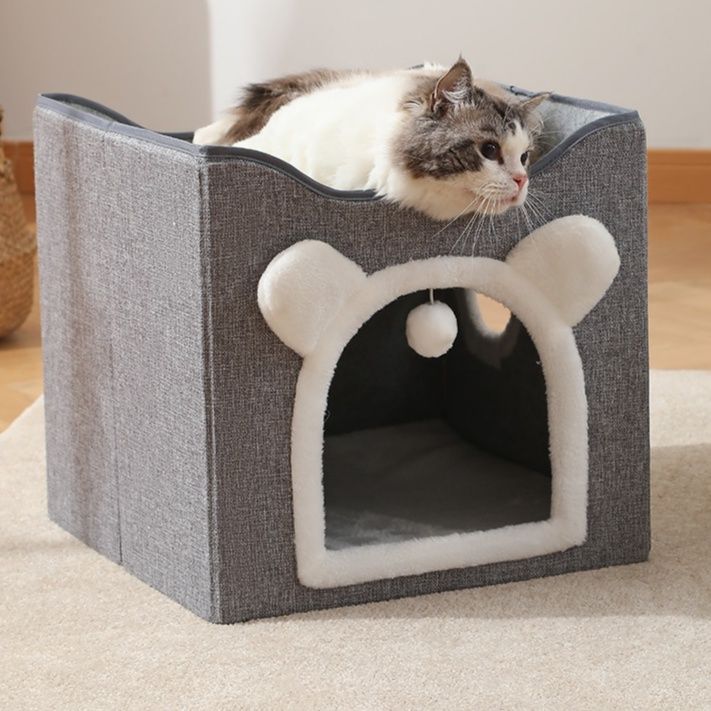 猫ハウス 二層構造で遊べる安定感抜群の猫用ボックスハウス ボックス