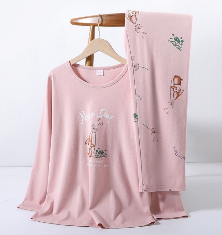 レディースパジャマ 花柄うさぎ刺繍がかわいい長袖上下セット 長袖