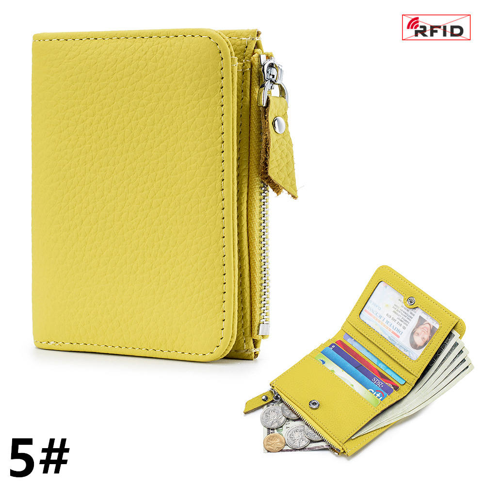 二つ折り財布 スキミング防止機能付き牛本革コンパクト財布