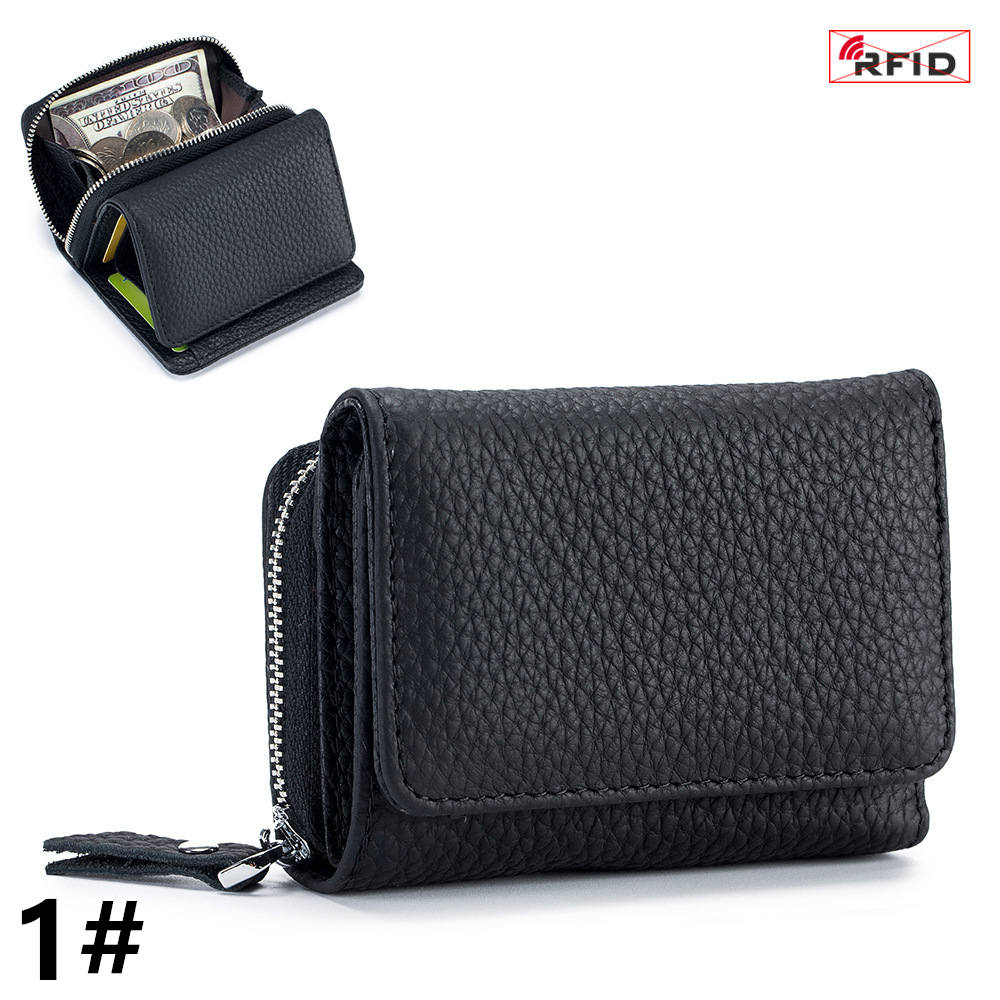 二つ折り財布 本革コンパクト財布 スキミング防止 二つ折り多機能