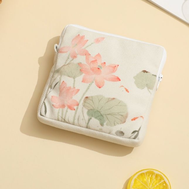 二つ折り財布 蓮花柄二つ折り財布ケース