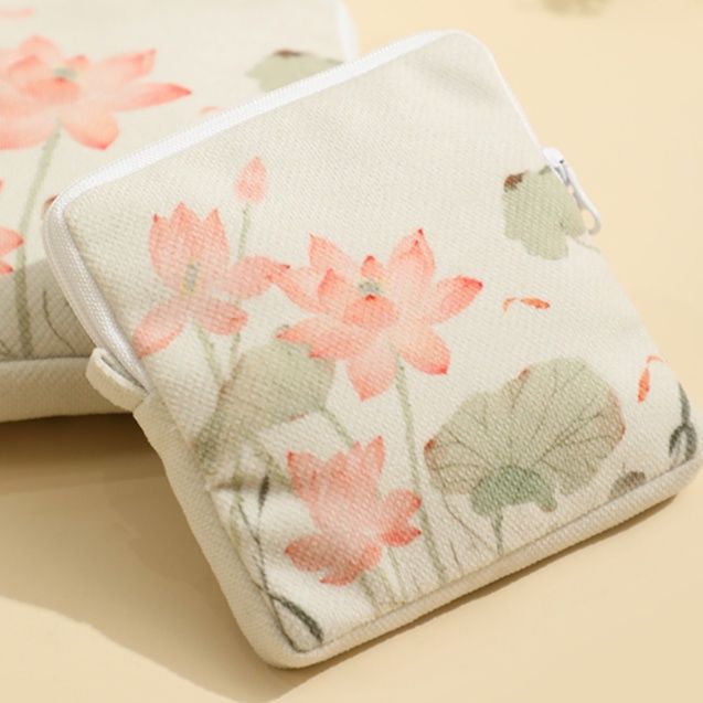 二つ折り財布 蓮花柄二つ折り財布ケース