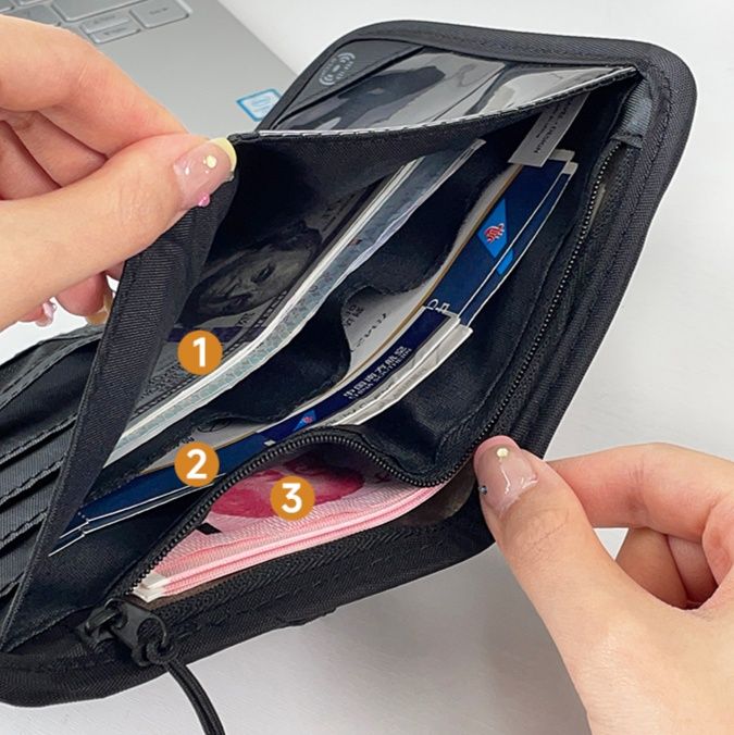 二つ折り財布 携帯便利な斜め掛け二つ折り財布