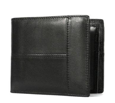  本革パネルデザイン二つ折りコンパクト財布