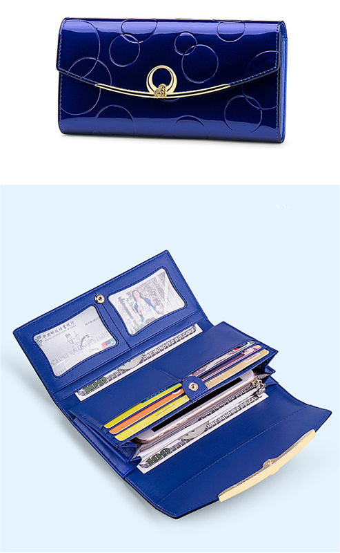 二つ折り財布 上品な牛本革長財布 防犯機能付き多機能小銭入れ