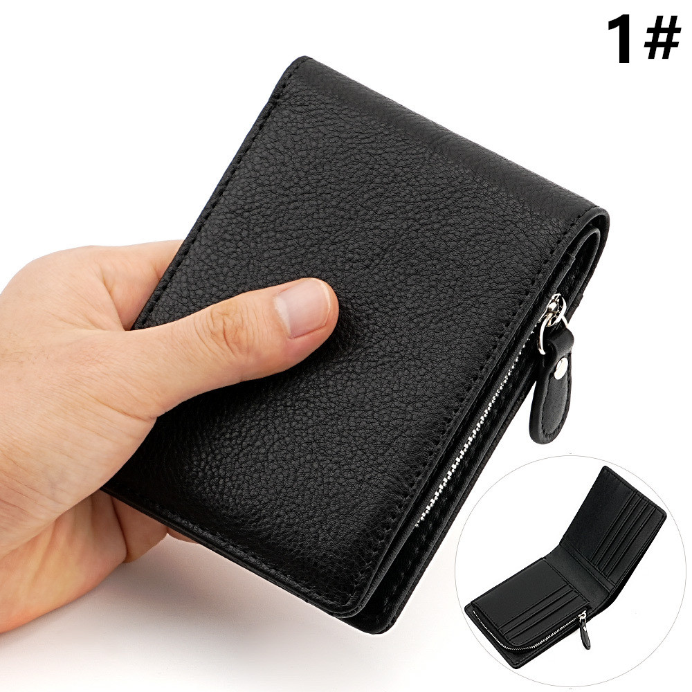 本革コンパクト財布 二つ折り 全5色 高級感 上品 男性用