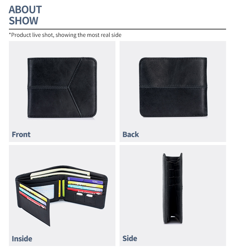 牛本革コンパクト財布 男女兼用 上品カード収納 全8色展開