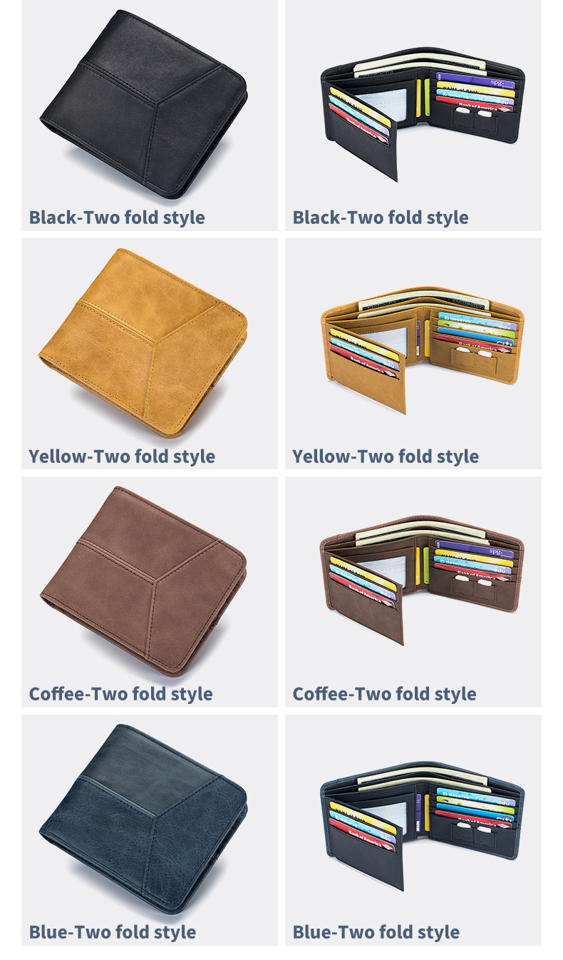 牛本革コンパクト財布 男女兼用 上品カード収納 全8色展開