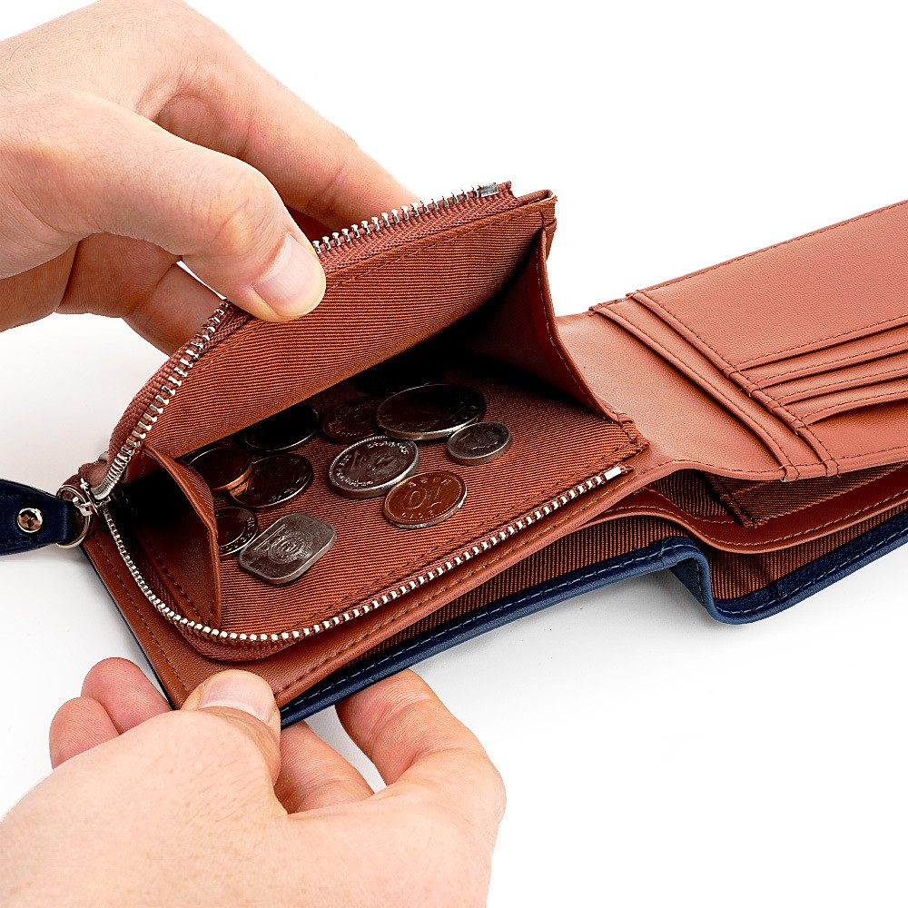 本革コンパクト財布 二つ折り 全5色 高級感 上品 男性用