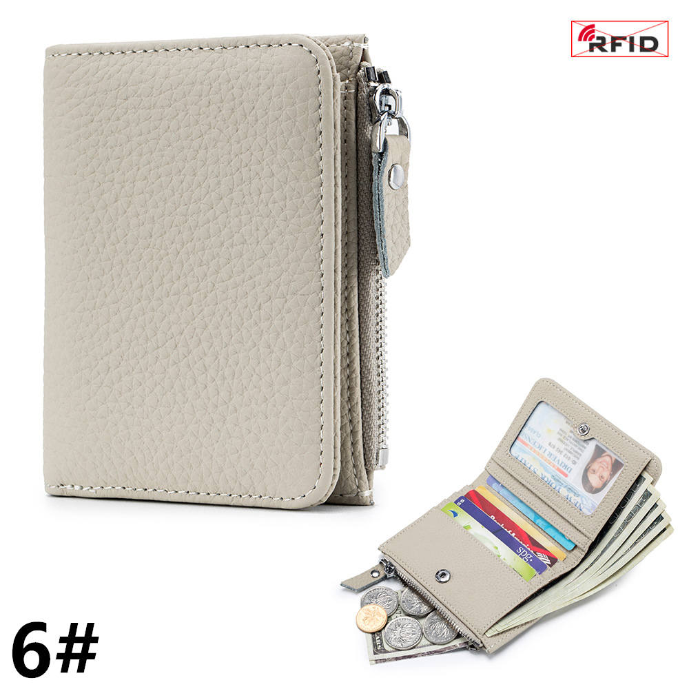 二つ折り財布 スキミング防止機能付き牛本革コンパクト財布