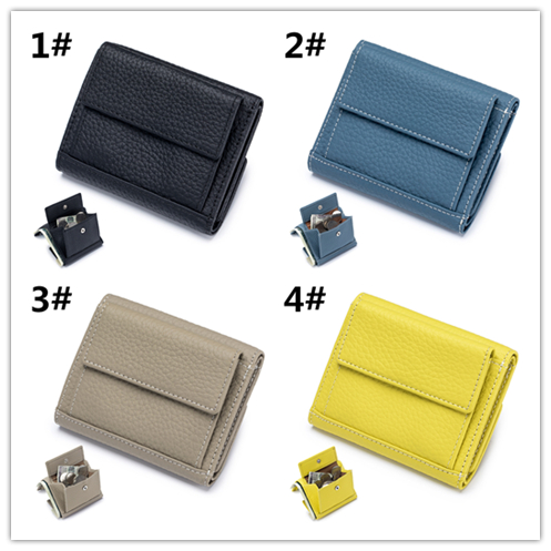 牛本革コンパクト財布 二つ折り小銭入れカード収納