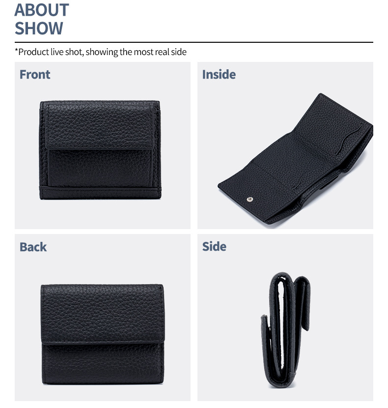 牛本革コンパクト財布 二つ折り小銭入れカード収納