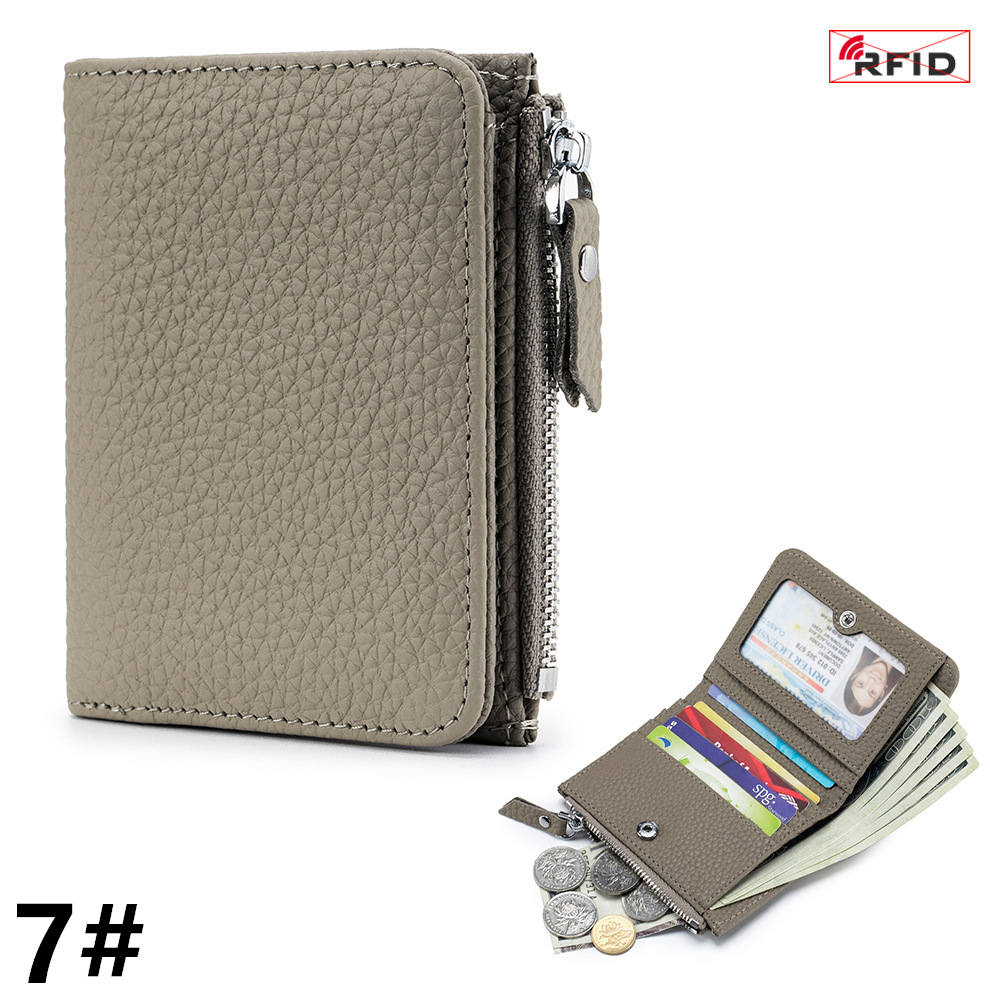 二つ折り財布 スキミング防止機能付き牛本革コンパクト財布