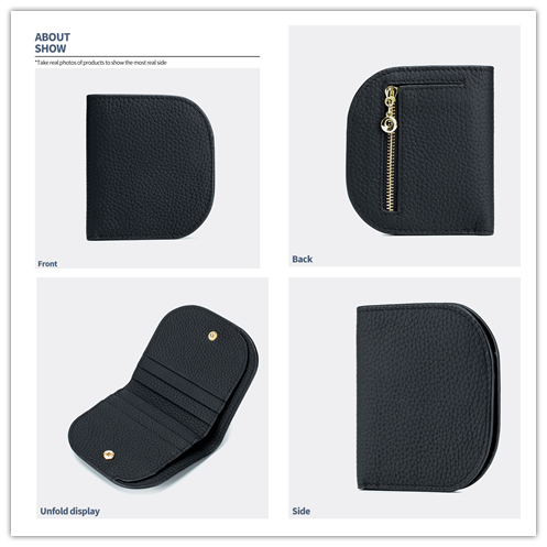 二つ折り財布 牛本革コンパクト財布 薄型二つ折り 小銭入れ付き