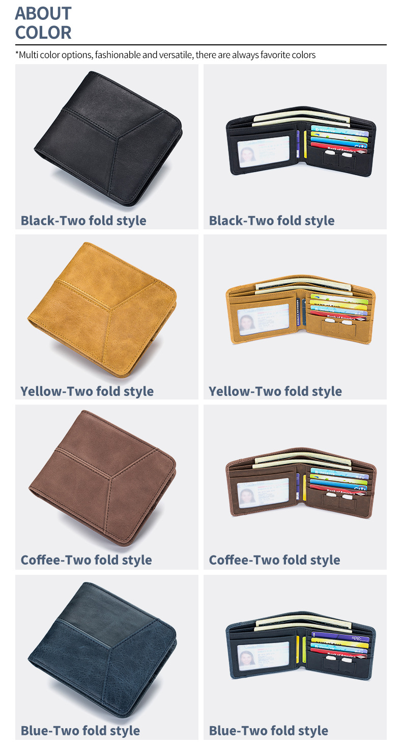 牛本革コンパクト財布 男女兼用 上品カード収納 全8色展開
