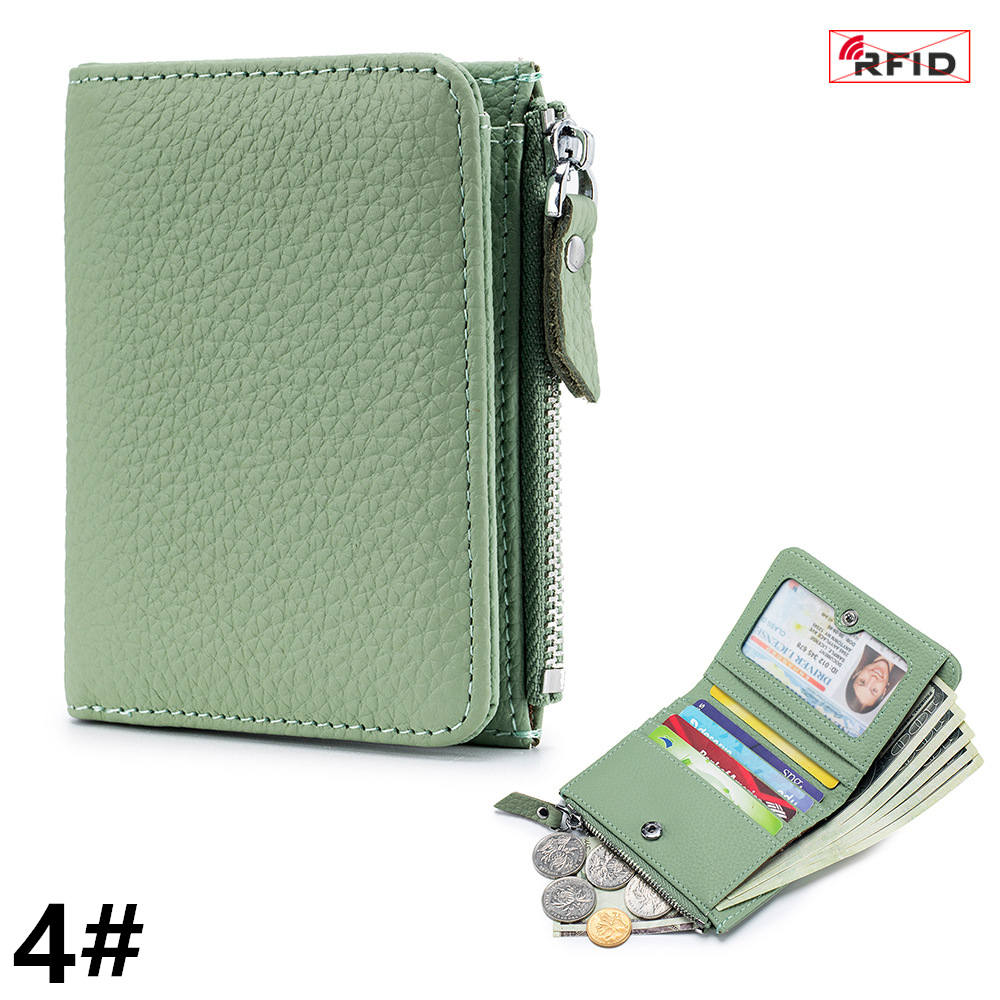 二つ折り財布 スキミング防止機能付き牛本革コンパクト財布