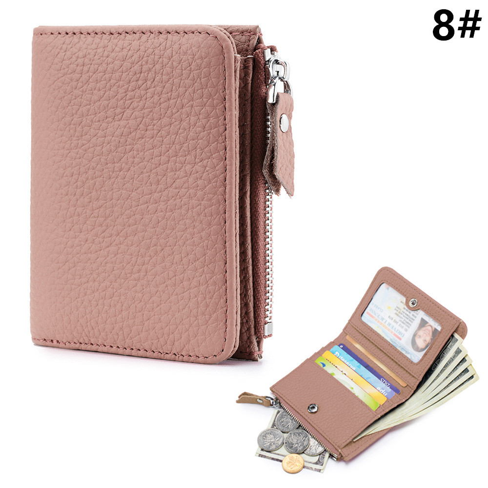 二つ折り財布 スキミング防止機能付き牛本革コンパクト財布