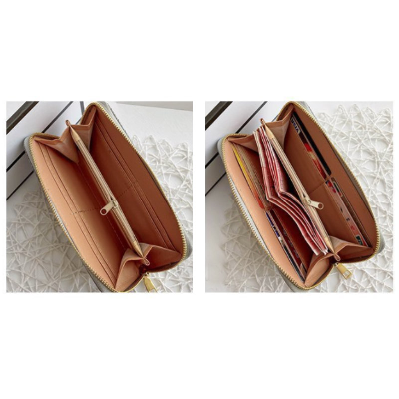 編み込み風レディース長財布大容量ラウンドジップ