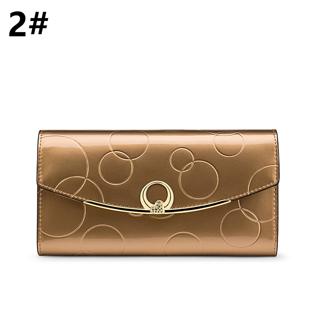 二つ折り財布 上品な牛本革長財布 防犯機能付き多機能小銭入れ