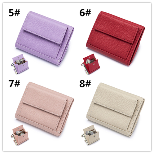 牛本革コンパクト財布 二つ折り小銭入れカード収納