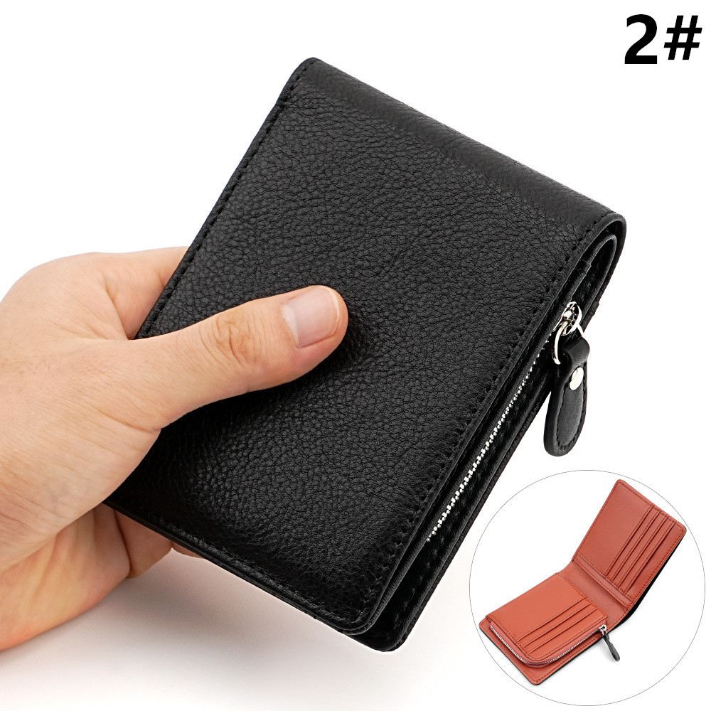 本革コンパクト財布 二つ折り 全5色 高級感 上品 男性用