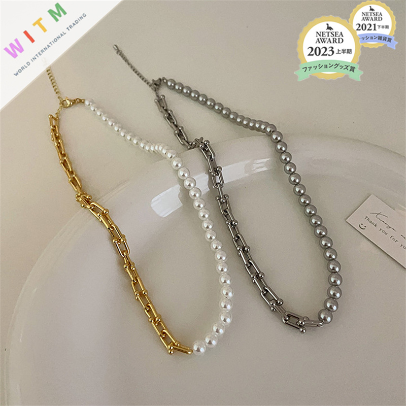 ペア アクセサリー 錆びにくい異素材ミックスネックレス