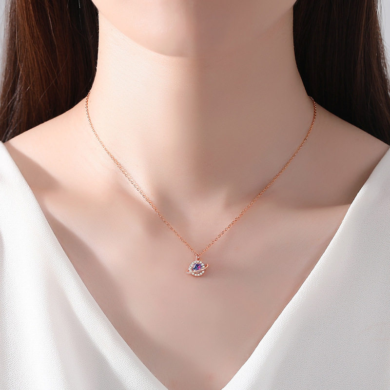 ペア アクセサリー 煌めく惑星モチーフネックレス