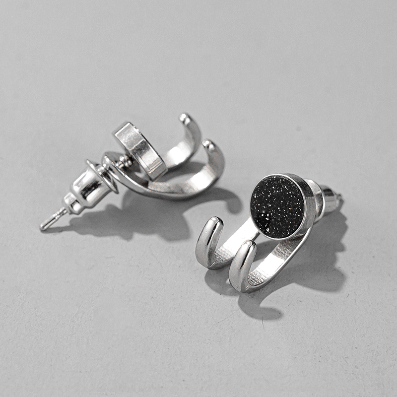 ペア アクセサリー 宇宙輝石 二重フープピアス