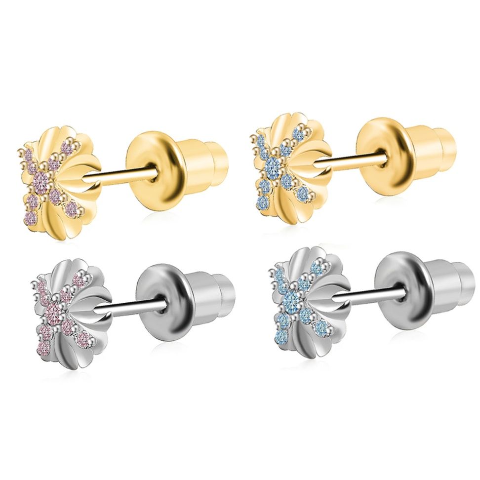 ペア アクセサリー ピアス 花十字クリスタル