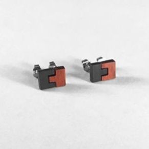 ペア アクセサリー ピアス 木目の切り欠き