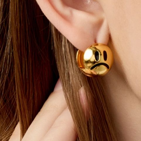 ペア アクセサリーピアス 喜怒表情ペアピアス