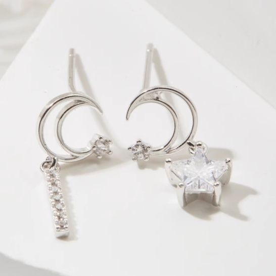 ペア アクセサリー ピアス 月と星のきらめき