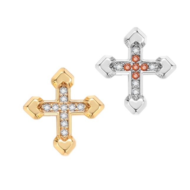 ペア アクセサリー 十字架の輝き フープピアス