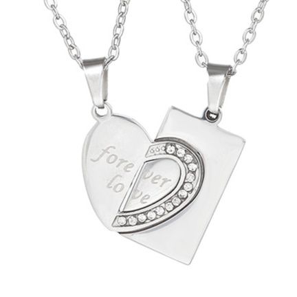 ペア アクセサリー 永遠の愛を誓うハート型二連ペアネックレス
